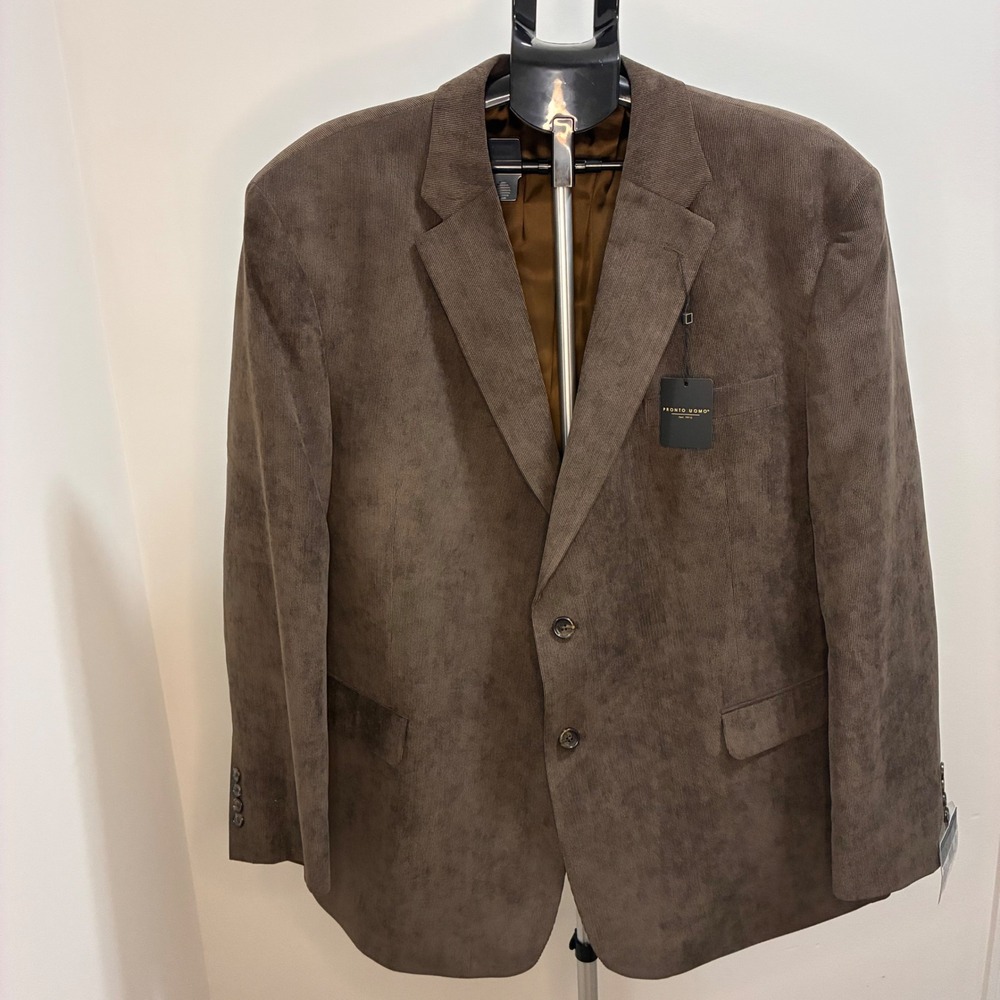 Pronto Uomo Platinum Brown Corduroy Sport Coat Blazer Mens 50R New With Tags